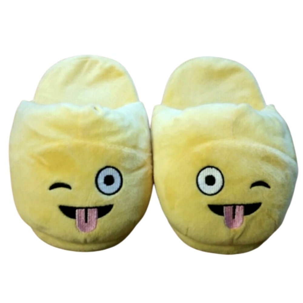 Cute Embroidered Yellow Soft Emoji Slippers Size Child 13-1‎